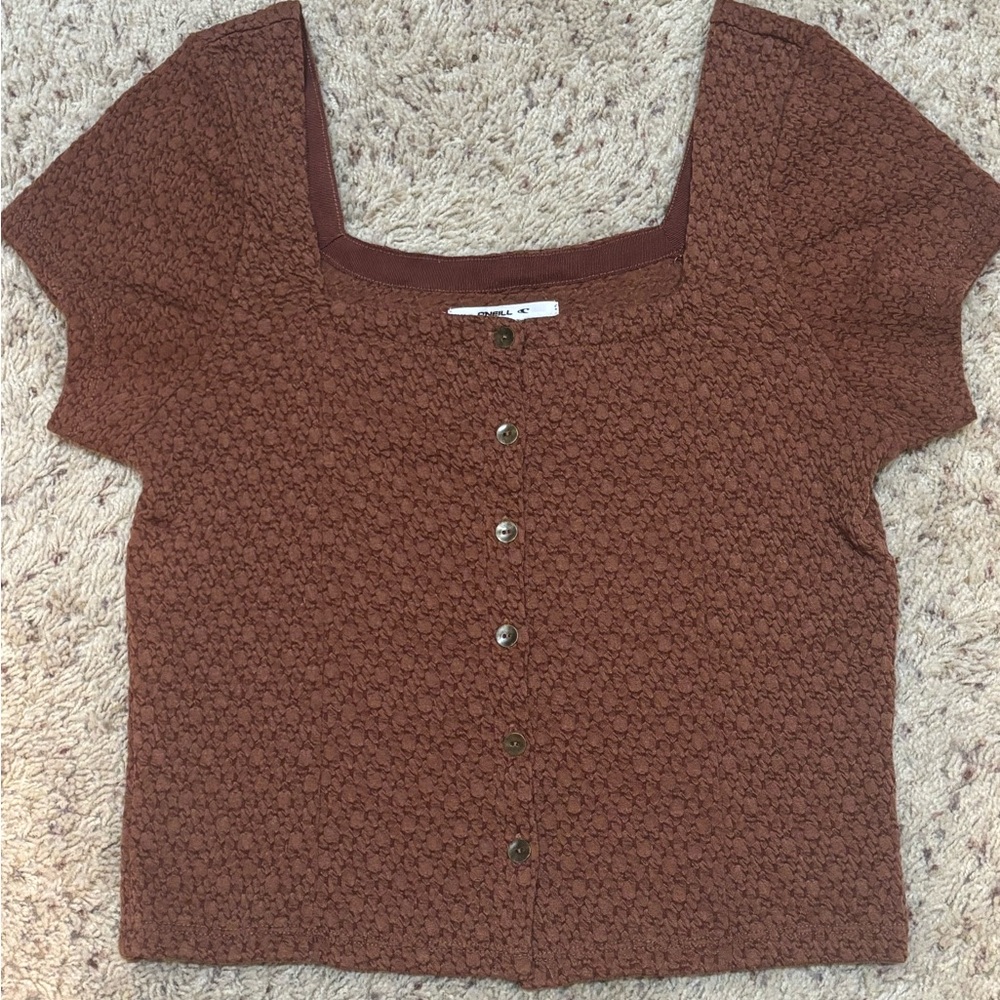 O'Neill Rust Textured Square-Neck Button Crop Top… - image 6